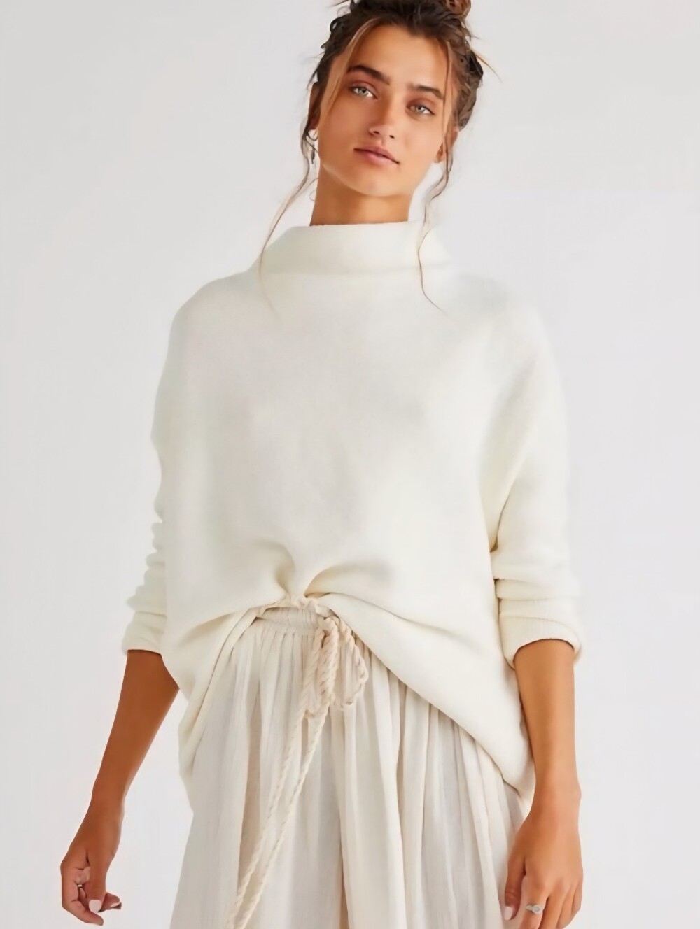 Free People Cream Turtleneck Sweater